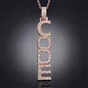 Colgante de Plata 925 con Letra de Nombre Vertical con Incrustaciones de Diamantes, Pasa el Test de Diamantes, Colgante Personalizado con Letra de Nombre con Incrustaciones de Moissanita VVS para Regalo - Product Image 1