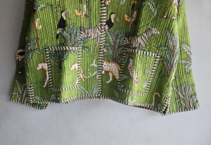 Green <b>Animal</b> Print Quilted Jacket With Batwing Sleeves And Patch Pockets Bohemian Style Summer Outerwear gift <b>for</b> her - Product Image 5