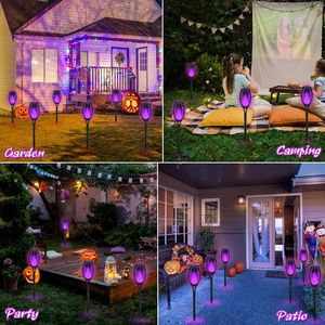 IkeeRuic Decorazioni di Halloween per Esterni, Torce Solari con Fiamma Sfarfallante Viola per Decorazioni da Giardino, Luci Solari di Halloween - Product Image 3