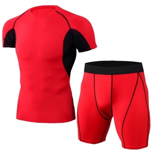 Men's Black Blue Compression Rash Guard Set Short Sleeve Quick Dry Sportswear for Training Swim <b>Surf</b> Fitness - Product Image 4