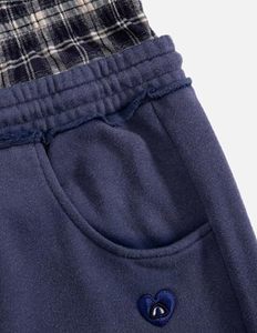 Double Waist Washed Baggy Sweatpants Loose Wide Leg <b>Plaid</b> Patchwork Casual Pants with Pockets - Product Image 6