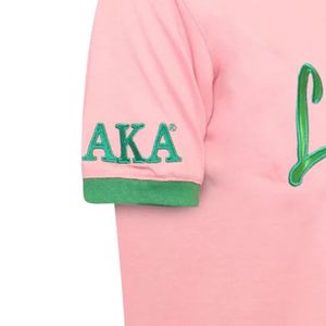 Camiseta Ringer Rosa y Verde para Mujer, Manga Corta, Casual, con Ribete en Contraste, Diseño Gráfico, Colección de Ropa de Moda - Product Image 3