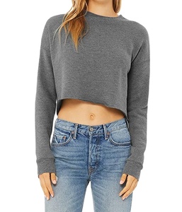 Bella Canvas Womens Cropped Fleece Sweatshirt Hoodie <b>Crop</b> <b>Top</b> Full Sleeve Women Sweatshirts2026 - Product Image 5