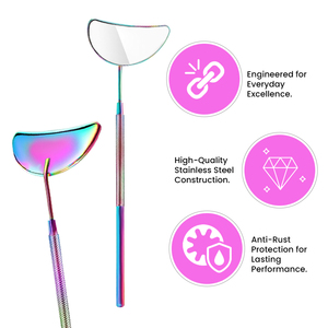 Luxury Plasma Rainbow <b>Lash</b> Extension Mirror Stainless Steel Eyelash Mirror Custom Logo By Bahasa Pro - Product Image 6