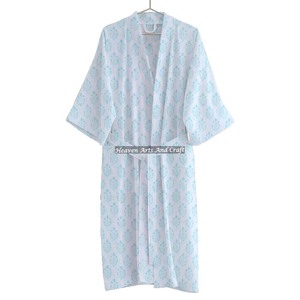 Customize Bamboo Hand Block Print Women Lightweight Bathrobes Women Sleepwear Robes| Kimono Robe Dressing Gown - Product Image 1