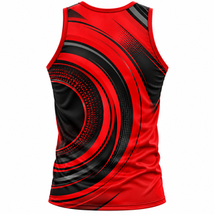 Camiseta sin mangas de poliéster de secado rápido para hombre, con estampado geométrico por sublimación, cuello redondo, estilo deportivo. - Product Image 2