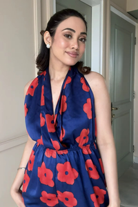 Latest Customized Woven Lace Ruffle Mini Satin Floral Printed <b>Playsuit</b> Dress Casual Women Evening Beach Wear Factory Price - Product Image 4