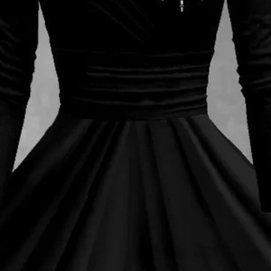 Robe midi noire élégante à col en V et manches longues pour femme, coupe ajustée, décontractée, pour soirée, mode, tenue formelle moderne pour dames - Product Image 2