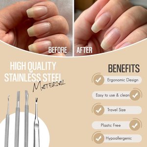 Ensemble d'outils pour pousse-cuticules en acier inoxydable, 5 en 1, coupe-ongles multifonctionnel, outils de manucure et de pédicure pour adultes, durables - Product Image 3