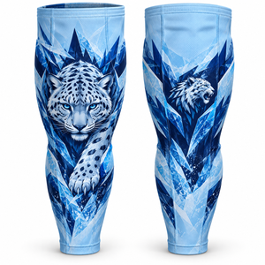 Chaussettes de hockey sur glace pour femmes 100 % polyester, motif personnalisé, OEM, motifs artistiques personnalisés, protège-tibias, design à pied ouvert, bordures élastiques - Product Image 6