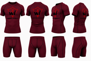 Warpro Industry Men's Short Sleeve Rash Guard <b>Compression</b> <b>Shirt</b> Quick Dry Printed Sport Top Maroon - Product Image 6