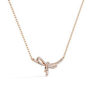 สร้อยคอทอง 14K ดีไซน์โบว์ ประดับเพชรแล็บโกรว์ 0.90 กะรัต รับรองโดย IGI จี้ริบบิ้นทันสมัย สร้อยคอเพชรสังเคราะห์คุณภาพสูง - Product Image 4