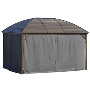 Elegante Gazebo 10x13 Grigio con Tetto Rigido in Acciaio, Tende e Rete, Telaio Rivestito per Patio e Giardino, Applicazione 3x4 - Product Image 1