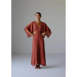 Tenue de plage d'été sans manches en lin et coton pour femme, décontractée, lavable, écologique, taille naturelle - Product Image 1