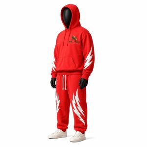 Conjunto de Chándal Personalizado con Diseño de Rayo para Hombre, 2 Piezas, Sudadera con Capucha y Pantalones Deportivos, Ropa Urbana, Venta al Por Mayor de Fábrica OEM - Product Image 3