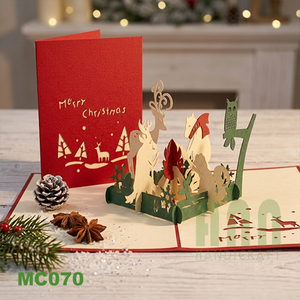 Carte de voeux de Noël 3D personnalisée découpée au laser pour feu de camp Cadeau artisanal en papier avec impression offset pour le jour de Noël au Vietnam - Product Image 6