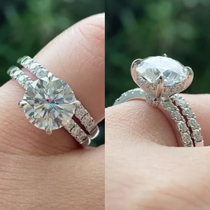 Anillo de Plata de Ley con Diamante Blanco de Corte Redondo y Cuatro Puntas, Regalo de Aniversario para Esposa y Compromiso - Product Image 4