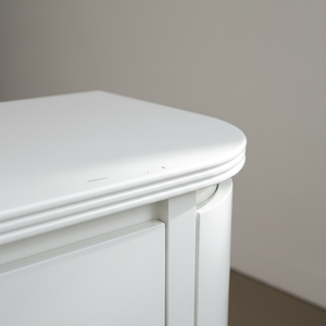 Moderno Gabinete de Almacenamiento Multifuncional de Madera Maciza de Roble Ecológico con Laterales Curvos, Consola Redondeada, Diseño Compacto, Color Blanco - Product Image 3