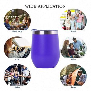 New Design 12oz Powder Coated Sublimation Blank UV Print Laser Engraved 304 Stainless Steel Vasos Trmicos Wine Glass Cup Tumbler - Product Image 3