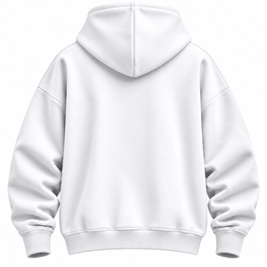 Sweat à capuche pour homme personnalisé en coton 100% molletonné 450 GSM, blanc pur, à épaules tombantes, avec poche kangourou, impression personnalisée, qualité supérieure - Product Image 2