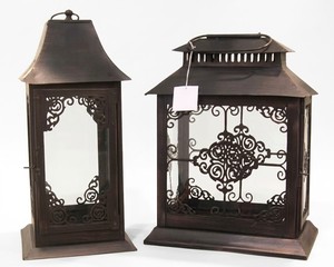 Square Iron <b>Lantern</b> with Ornate Cutout Design Handmade Durable & Eco-Friendly Heat Resistant for Home Decoration - Product Image 1