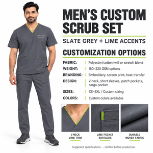 Tenue médicale unisexe à col en V et manches courtes pour hôpitaux et cliniques privées – Conception confortable, couleurs personnalisables, Spandex - Product Image 6