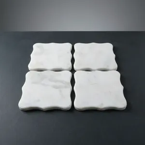 Top Selling High Demand Luxury <b>Marble</b> <b>Coasters</b> Set Waterproof Heat Resistant Natural Stone Table <b>Coasters</b> for Home and Office - Product Image 1