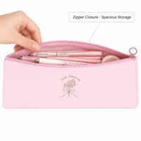 Pochette à crayons minimaliste en cuir PU pour filles, vente en gros de trousses à crayons
