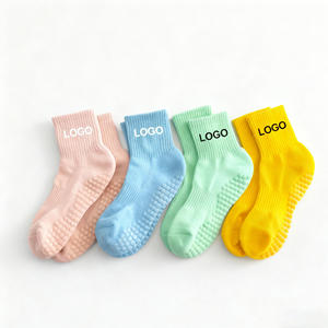 Factory Wholesale Autumn Crew Trampoline <b>Socks</b> for Indoor Sports Adults Anti-slip <b>Breathable</b> Polyester/Cotton - Product Image 2