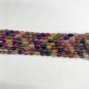 Qualité AAA 6mm 8mm 10mm Verre Naturel Rempli Multi Saphir Perles Ovales à Facettes Brin pour Bijoux Faits à la Main en Ligne Bon Prix - Product Image 4