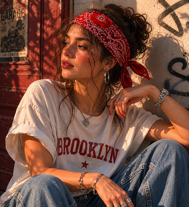 Bandana en coton respirant rouge vif pour hommes et femmes, foulard floral unisexe pour le streetwear quotidien, les voyages et les festivals - Product Image 5