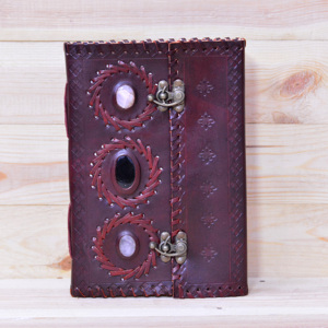 Custom Stone Handmade Genuine <b>Leather</b> Journal Vintage Lock Unlined Woodfree Paper Hardcover High Quality Gift Sketchbook - Product Image 2
