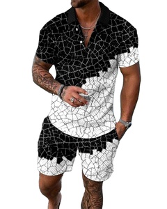 Nouveaux hommes été 2 pièces ensemble respirant séchage rapide T-Shirt à manches courtes et short antibactérien motif solide Sport costume - Product Image 4