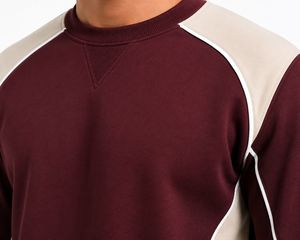 Sweat-shirt unisexe en molleton bordeaux à col rond et manches raglan, motif géométrique, pull tricoté, coupe classique, pour l'automne - Product Image 2