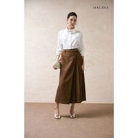 Jupe plissée décontractée pour femme CV758, coupe large, mi-longue, en tissu Dobby, style pantalon de bureau, OEM ODM