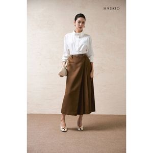 Jupe plissée décontractée pour femme CV758, coupe large, mi-longue, en tissu Dobby, style pantalon de bureau, OEM ODM - Product Image 1
