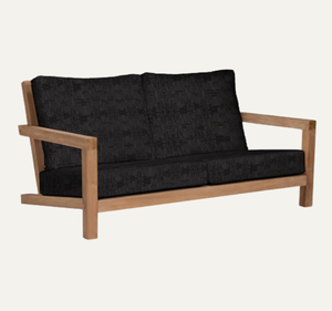 Sofá de Jardín para Exteriores, Estructura de Madera de Teca Sólida, Diseño Tropical, Cojines Gruesos Impermeables, Dos Plazas, Ecológico, para Sala de Estar o Patio - Product Image 2