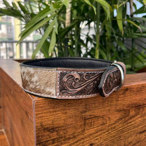 Ensemble de laisses de luxe personnalisées en gros pour le trafic court collier de chien en cuir de vachette véritable fait à la main laisse votre ami à fourrure - Product Image 4