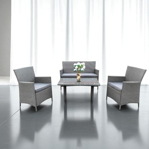 Contemporary PE Rattan Outdoor Sofa Set with Glass Table and <b>Waterproof</b> <b>Cushions</b> for Garden Patio, Backyard and Poolside Use - Product Image 5
