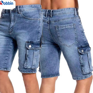 Short cargo en jean stretch skinny pour homme, style streetwear hip-hop, 6 poches, en coton uni, écologique, idéal pour l'été - Product Image 6