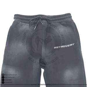 Pantalon de survêtement vintage délavé style streetwear, coupe évasée, en molleton 100% coton épais, jambe large, pour homme, avec logo personnalisé brodé - Product Image 2