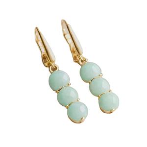 Vente en gros de boucles d'oreilles pendantes en calcédoine Aqua en argent sterling 925 plaqué or accessoire de mode de style tendance pour les mariages et les fêtes - Product Image 1