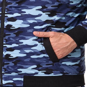 เสื้อฮู้ดซิปผู้ชายลายพรางสำหรับฤดูใบไม้ผลิ แบบดิจิทัลสั่งทำพิเศษ มีเชือกผูก กระเป๋าข้าง ทรงโอเวอร์ไซส์ ผลิตจากผ้าฟลีซโพลีเอสเตอร์/คอตตอนที่เป็นมิตรกับสิ่งแวดล้อม - Product Image 3