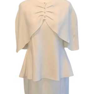 Jack and Jill Women 3pc <b>Knit</b> <b>Set</b> White Elegant Skirt Suit with Cape Top Formal Church Event Outfit Boutique Fashion Apparel - Product Image 2
