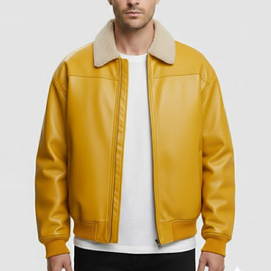 Veste d'hiver personnalisée 2026 pour homme, nouvelle veste en cuir tendance, tissu en toile de haute qualité, tricotée, meilleur design, fermeture éclair haute, hiver - Product Image 1