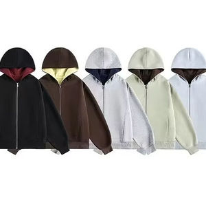 New Custom 2026 Hoodie Men Two-Tone Design Full Zip Eco-Friendly Loose Fit Heavyweight <b>Sweatshirt</b> <b>Retro</b> Style Premium Quality - Product Image 2