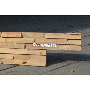 Natural Teak Wood Geometric Modern Sound-Absorbing Wall Panel Stacked Cladding Rustic Interior Decorative Accent Living Room - Product Image 2