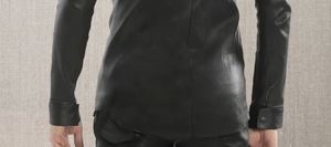 Men's Classic Style Leather <b>Shirt</b> -Black -Lambskin Leather -Gift for Men Handmade Genuine Sheep Leather - Product Image 4