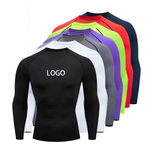 <b>Men's</b> Breathable Quick Dry Polyester <b>Compression</b> Rash Guard <b>Shirt</b> with Front Logo Adult Size Full Sleeve Sport Top - Product Image 1
