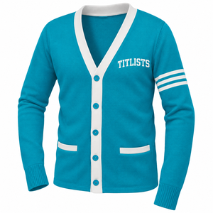 Pulls à col en V de haute qualité très demandés pour les sororités, les fraternités, les écoles, les collèges, les universités, avec logos, cardigans tricotés - Product Image 1